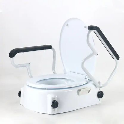 MN-7060H Portable Raised Toilet Seat 400LB Adjustable Height (5/10/15cm) Handle Elderly Disabled Bath