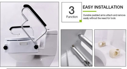 MN-7060H Portable Raised Toilet Seat 400LB Adjustable Height (5/10/15cm) Handle Elderly Disabled Bath